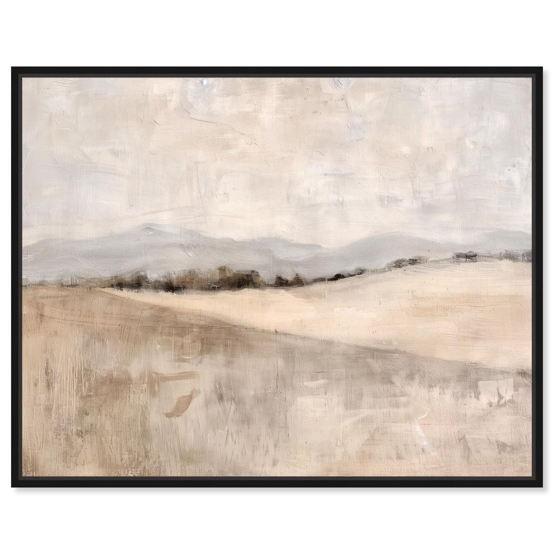 Distant Hills II, toile de paysage, peintures par , Cadre flottant noir, H 17 po x l 21 po