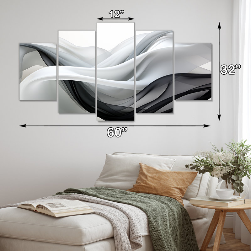 Ensemble de 5 impressions monochromes liquides, H 32 po x l 60 po