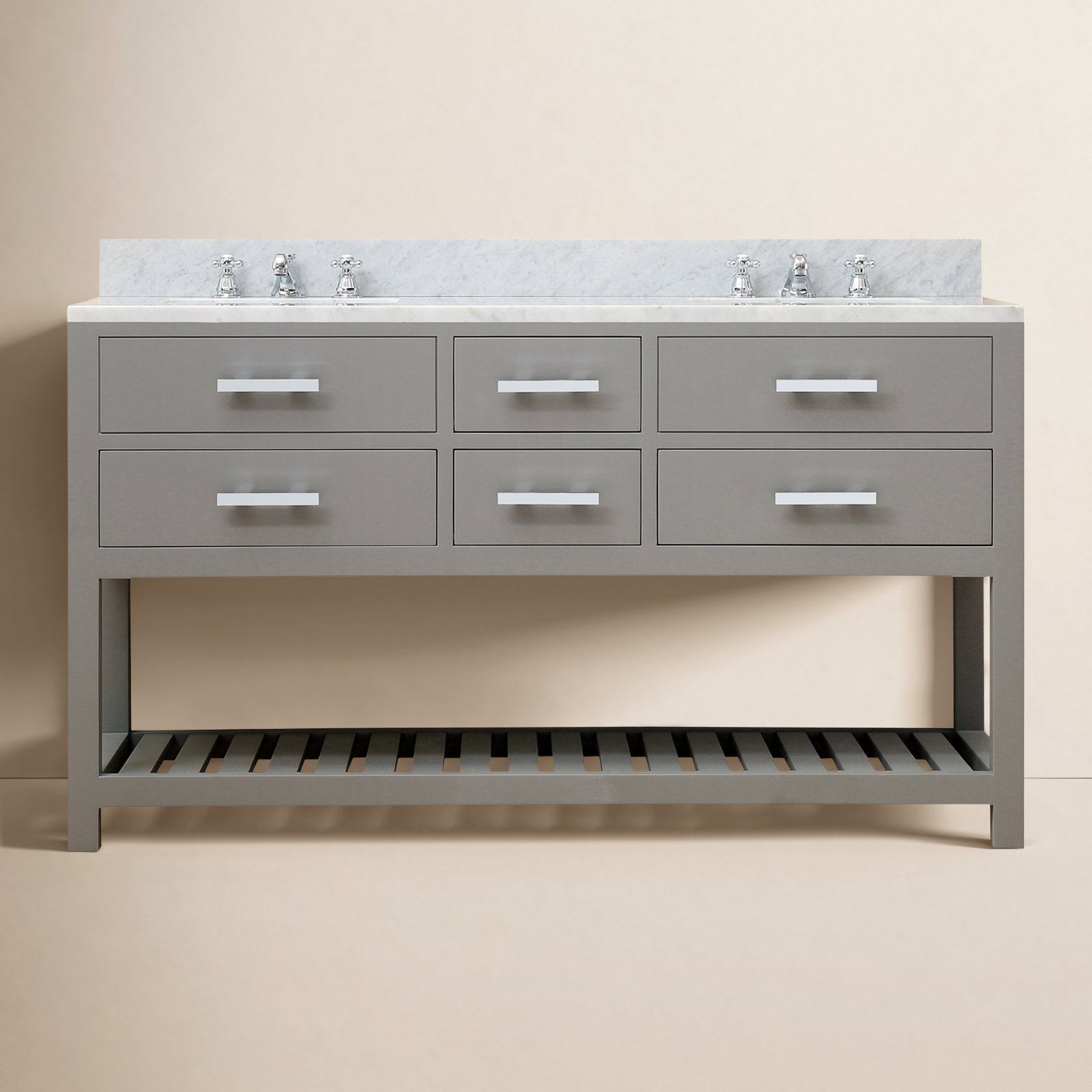 72 " Pine Double Bathroom Vanity, Cashmere Gray, 72"