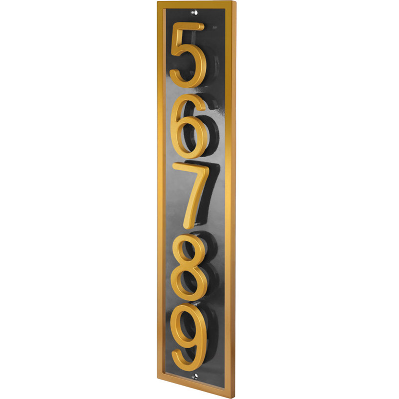 Plaque d'adresse flottante en aluminium Royal Shade, Doré, Oui, Noir