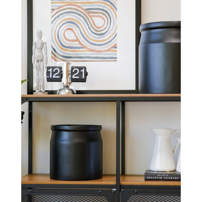 Pot de fleurs en fibre de pierre, H 10,25 po x l 10 po x P 10 po, Noir