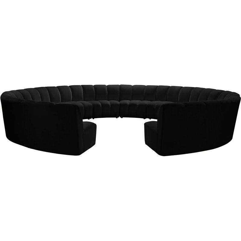 Canapé modulaire en velours Infinity, 12 pièces, Velours noir
