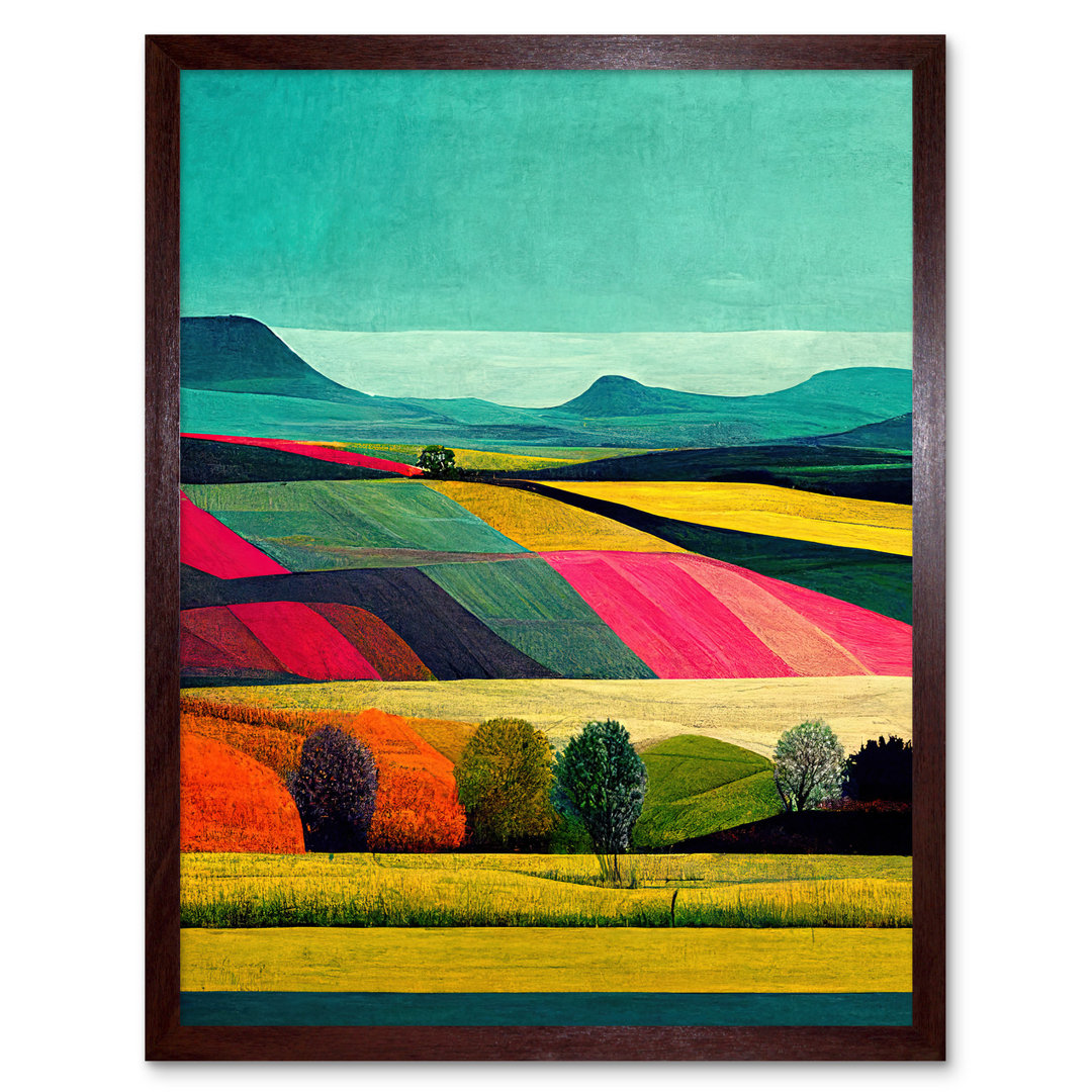 Colourful Bright Countryside Fields Landscape - Print