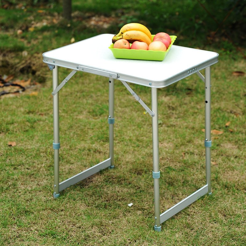 Table de camping pliante légère portative de 23 po - Hauteur réglable pour chaque besoin de camping, pique-nique, garage gris et argent