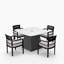Ensemble repas carré blanc en aluminium 5 pièces avec coussins Sunbrella et 4 fauteuils
