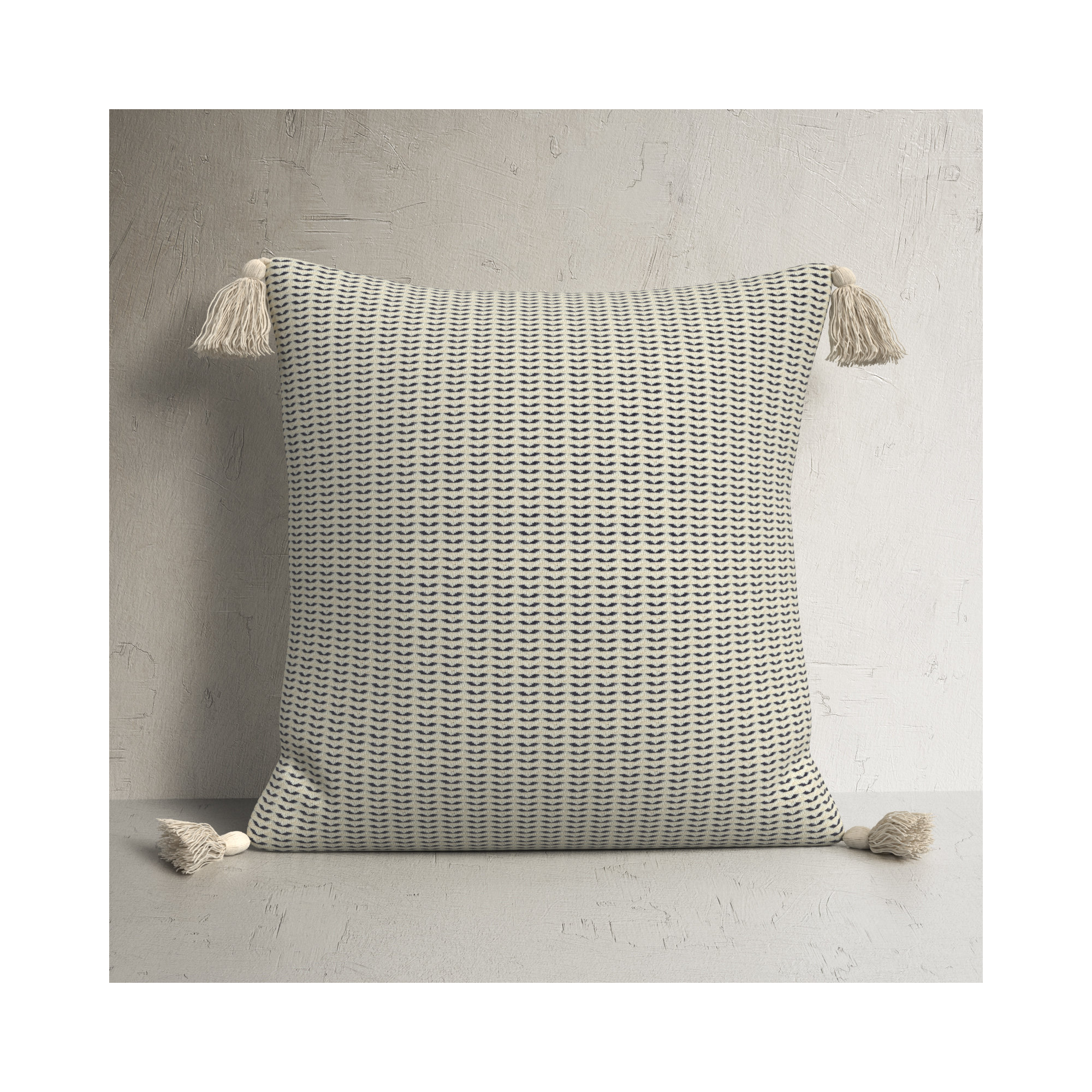 Brenly Turkish Cotton Striped Square Throw Pillow, Navy, Down