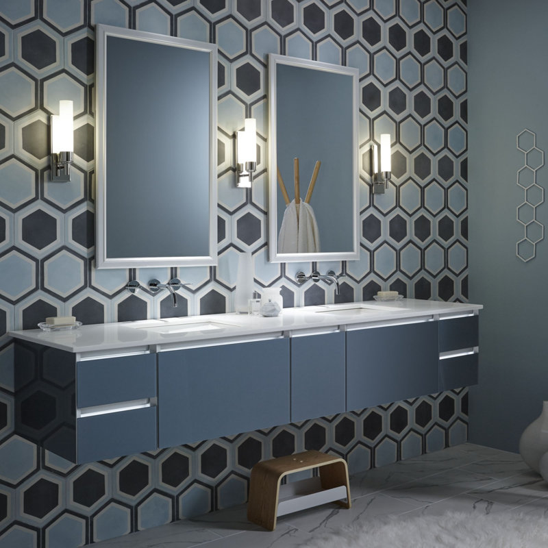 Rectangular Vintage Brass Framed Bathroom Vanity Mirror