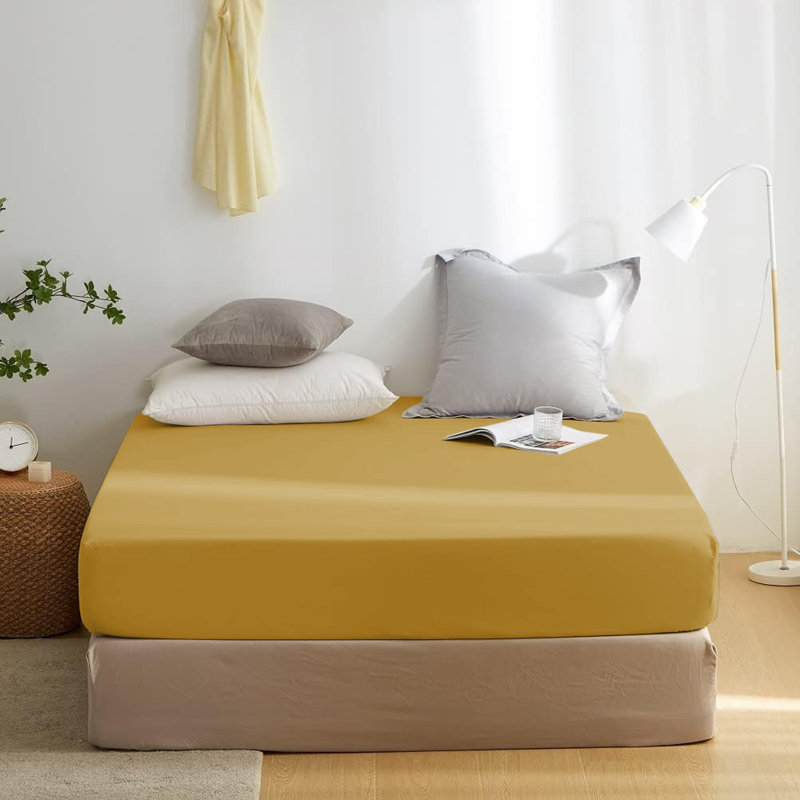 Super Soft Microfiber Deep Pocket Fitted Sheet, Ochre, Single (3')