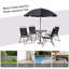 Ensemble de salle à manger de patio 6 pièces pour 4 personnes avec parasol, table d'extérieur et chaises avec 4 chaises pliantes et table ronde en verre pour le jardin, la cour et la piscine