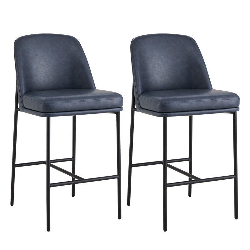 Tabouret de comptoir 27 po Angelick, Bleu, Noir