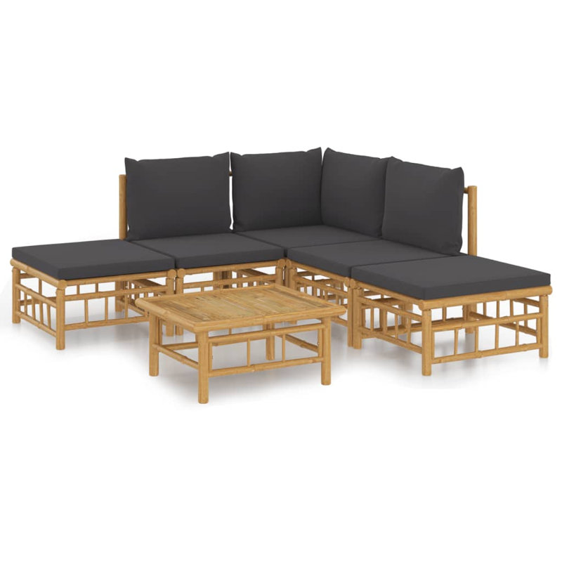 Ensemble de conversation pour 3 personnes avec coussins Mable, Gris foncé