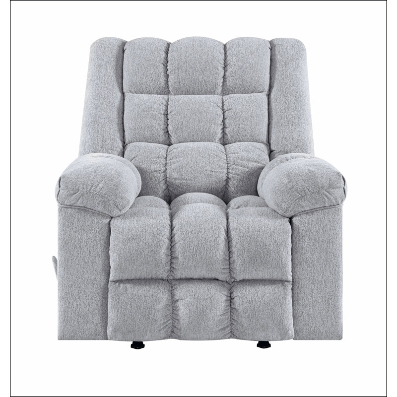 Fauteuil inclinable gris clair en chenille doux et inclinable 1 pièce