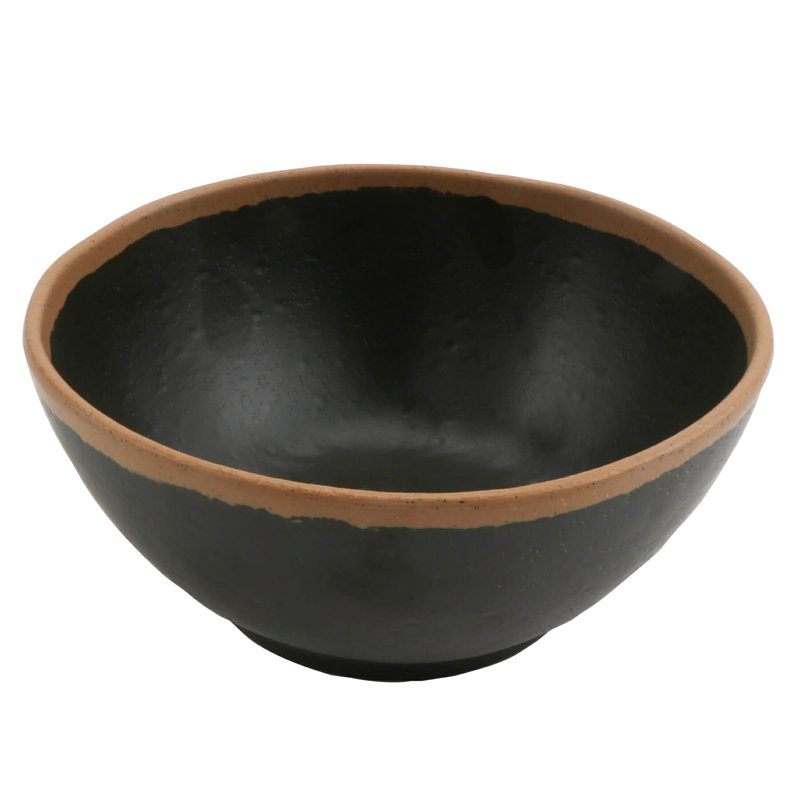 GET Bol de 20 onces en mélamine style poterie / entrée, émaillé, crème (ensemble de 12), Brun