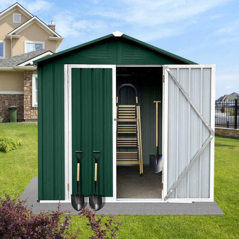 Remises de jardin en métal, Vert/blanc, H 75,6 po x l 73 po x P 50 po