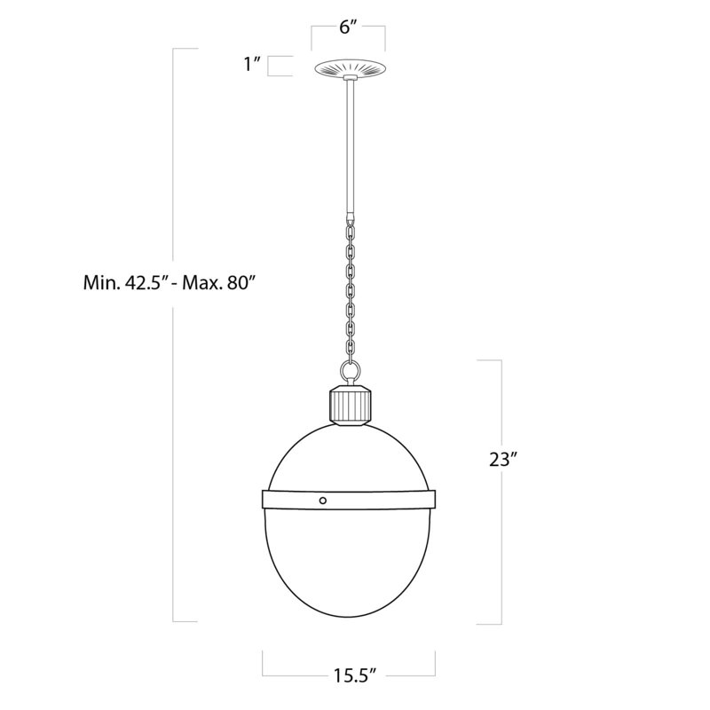 Otis Pendant Large (Natural Brass), 23" H x 15.5" W x 15.5" D