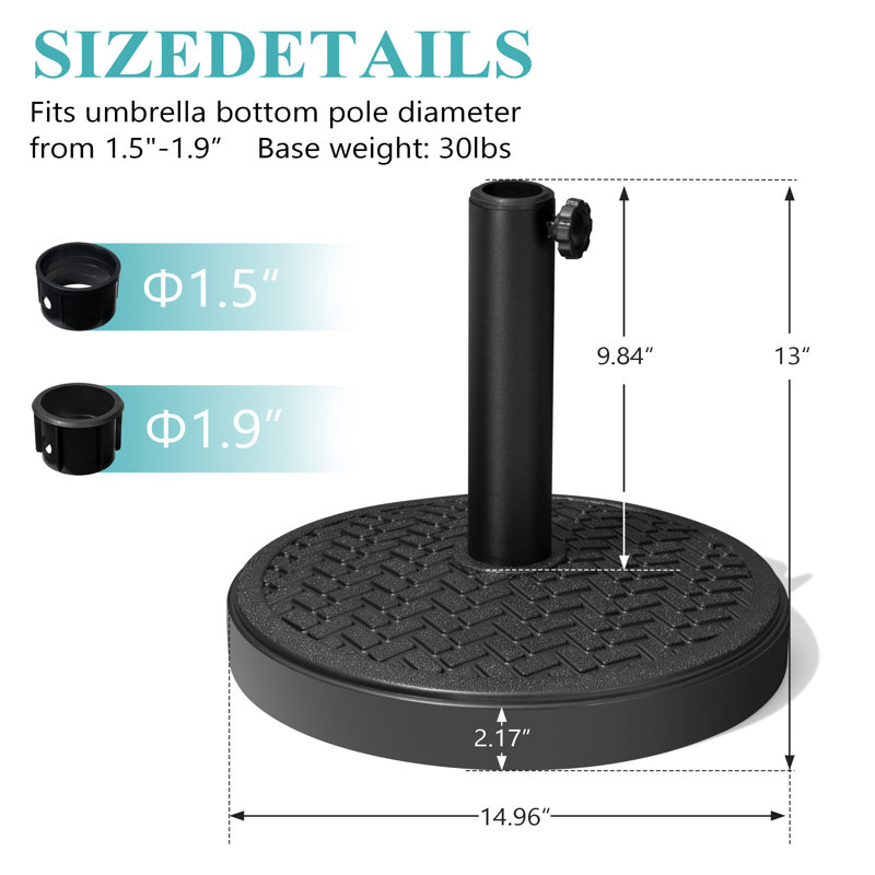 Hamel 28.58 Lb. Concrete Free Standing Umbrella Base, Black