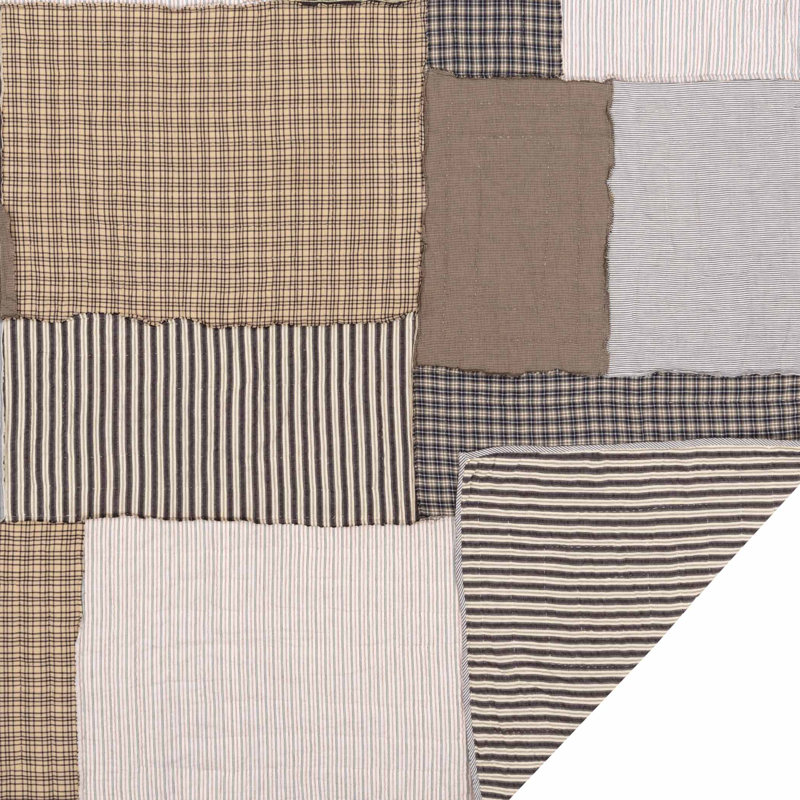 Ashmont Gray and Beige Cotton Reversible King Quilt Set