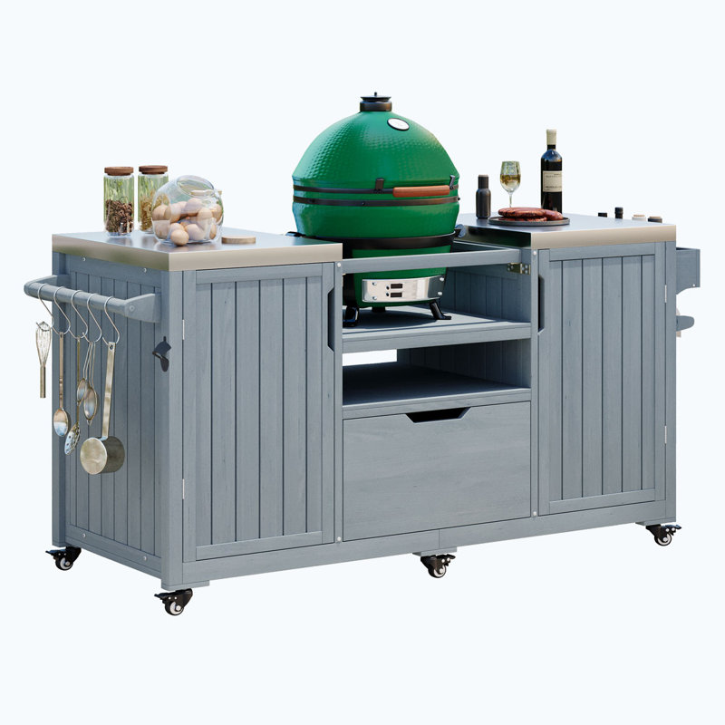 Îlot de cuisine 66,5 po pour l'extérieur, Bleu gris