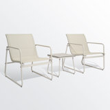 2-person Outdoor Conversation Set With Textilene Chairs & Marble-look Table - 3-piece Patio Bistro Set For Small Spaces