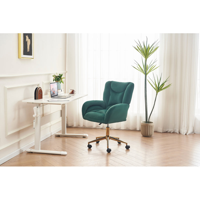 Chaise de bureau pivotante 360, Vert, Velours