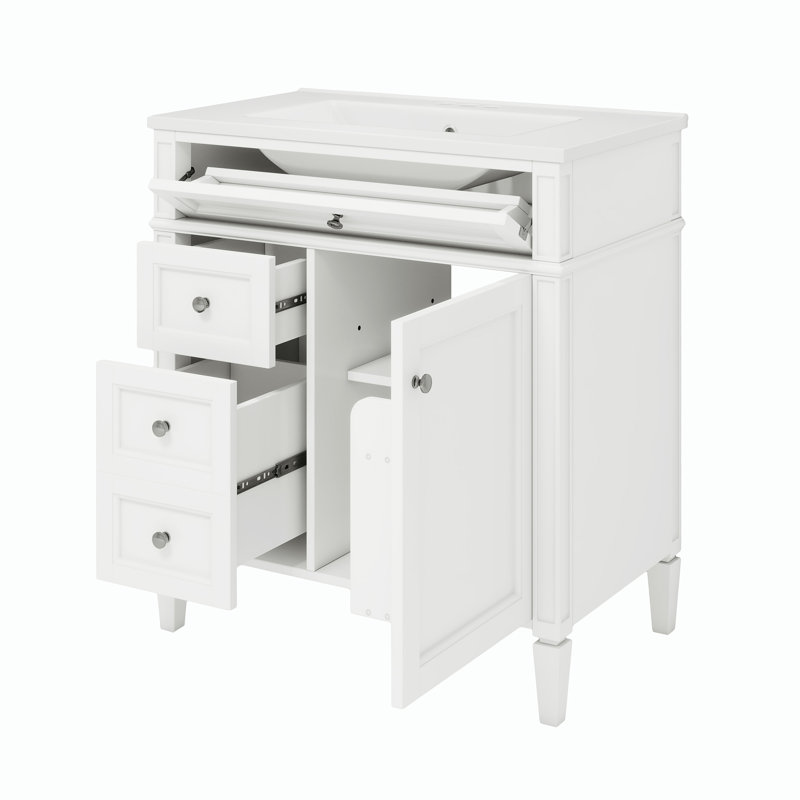 Meuble-lavabo de 30 po avec lavabo supérieur, Blanc
