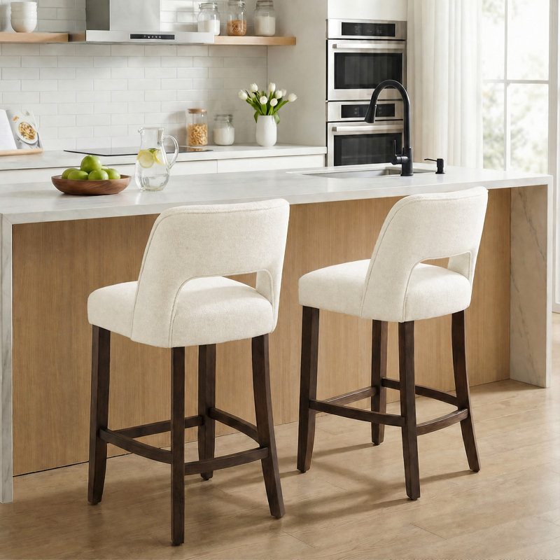 Tabouret de bar Bisto, Siège crème / cadre brun