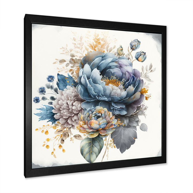 «Cool ton Blooming Bouquet II», reproduction sur toile, H 30 po x l 30 po x P 1 po, Impression noire sur toile encadrée