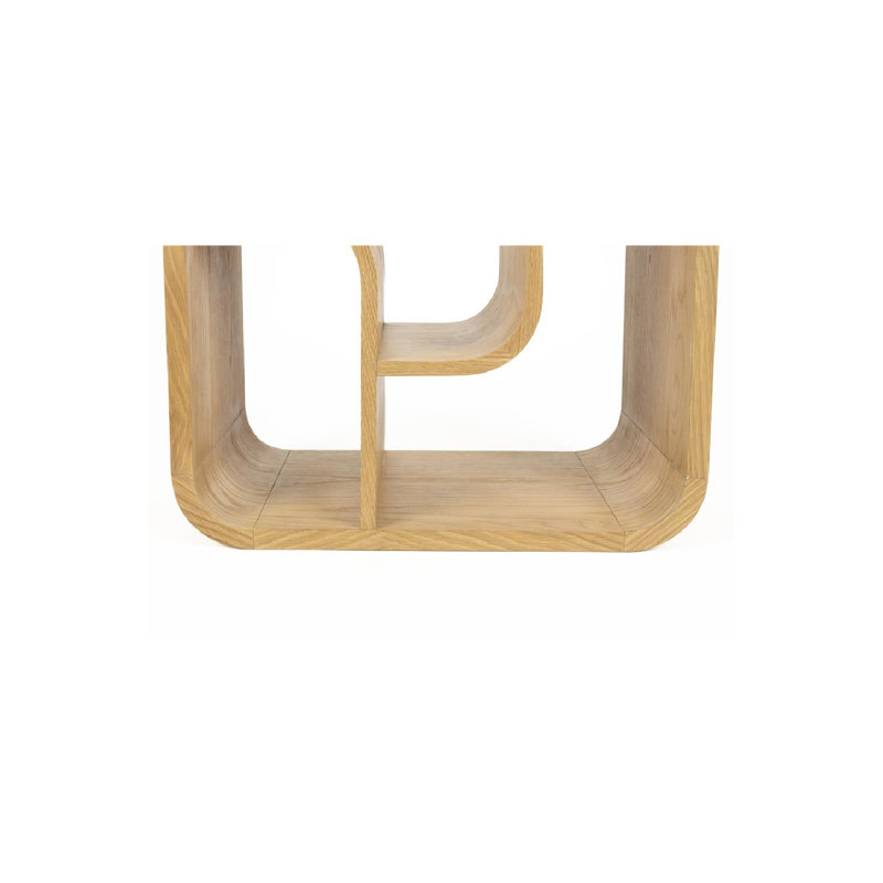 Cabinet Solid Wood Geometric Bookcase, Natural
