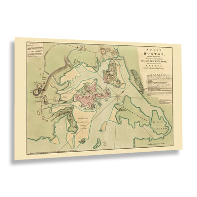 " 1776 Plan of Boston & Its Environs Map Poster Wall Art " Print