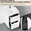 Meuble-lavabo 24 po avec lavabo, blanc brillant. Pré-assemblé. Intérieur en forme de U pour l'organisation. Comptoir en résine de pierre. Meuble-lavabo autoportant en bois, pré-assemblé rapidement. Spacieux