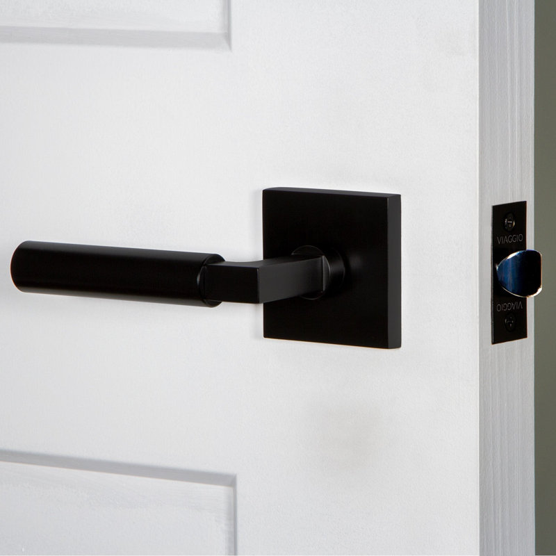 Viaggio Circolo Rosette Double Dummy, Modern Industrial Lever Handle, Square, Satin Black