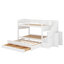 Lit superposé avec lit gigogne, escalier de rangement, garde-robe et 3 tiroirs, structure en bois superposée peu encombrante-1871846836