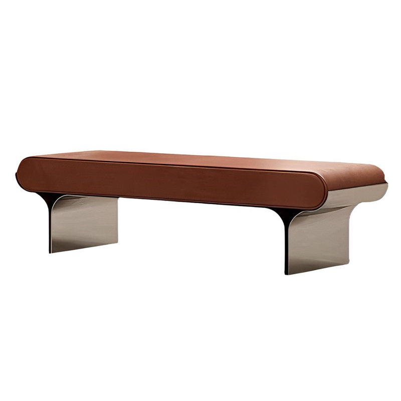 Toriona Faux Leather Upholstered Bench, Orange, 17.71" H x 70.86" W x 15.74" D