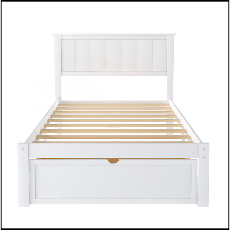 Lit plateforme avec tiroir sous le lit, blanc, Lit simple
