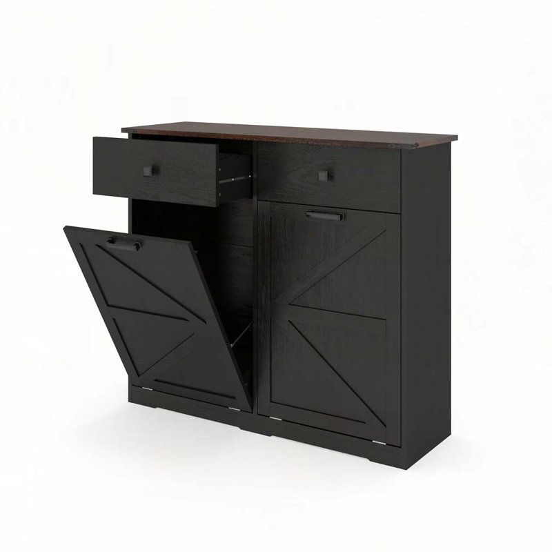 Armoire à déchets à double basculement Farmhouse pour poubelles 20 gallons Farmhouse, Noir
