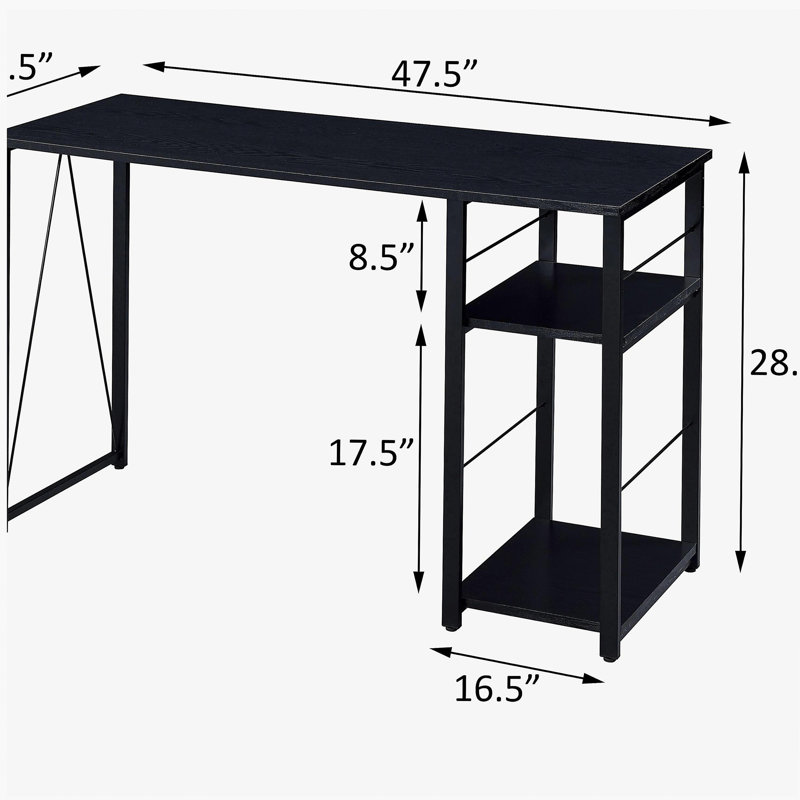 Bureau d'écriture rectangulaire noir à deux couches