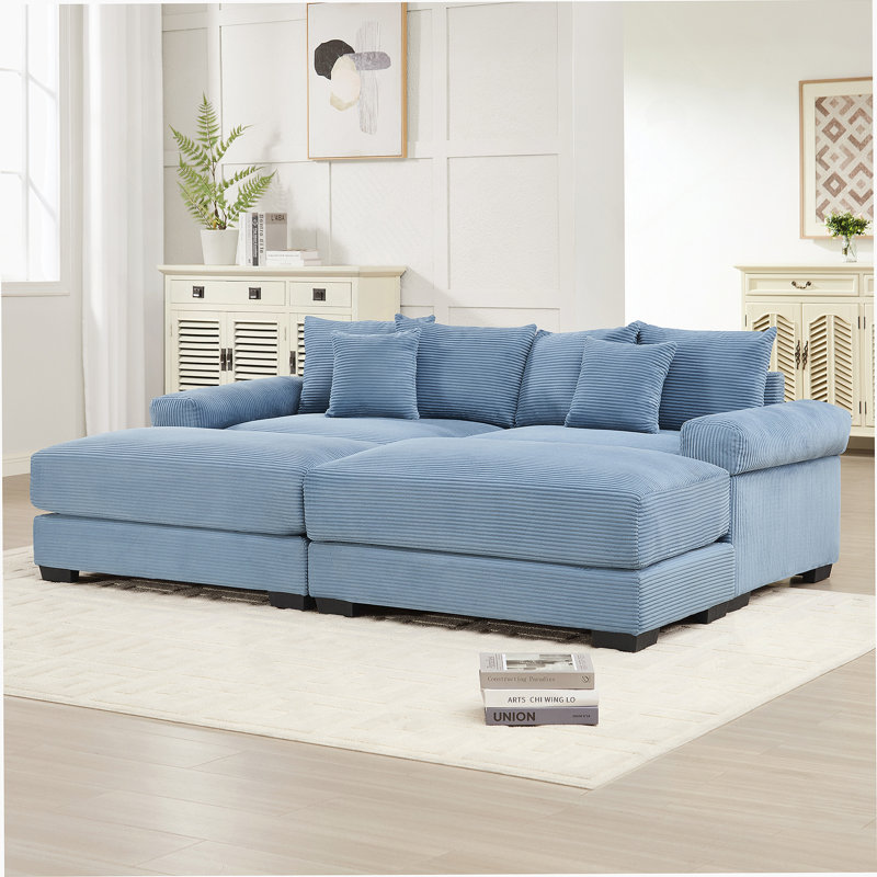 Canapé modulaire surdimensionné Cloud, Velours côtelé bleu