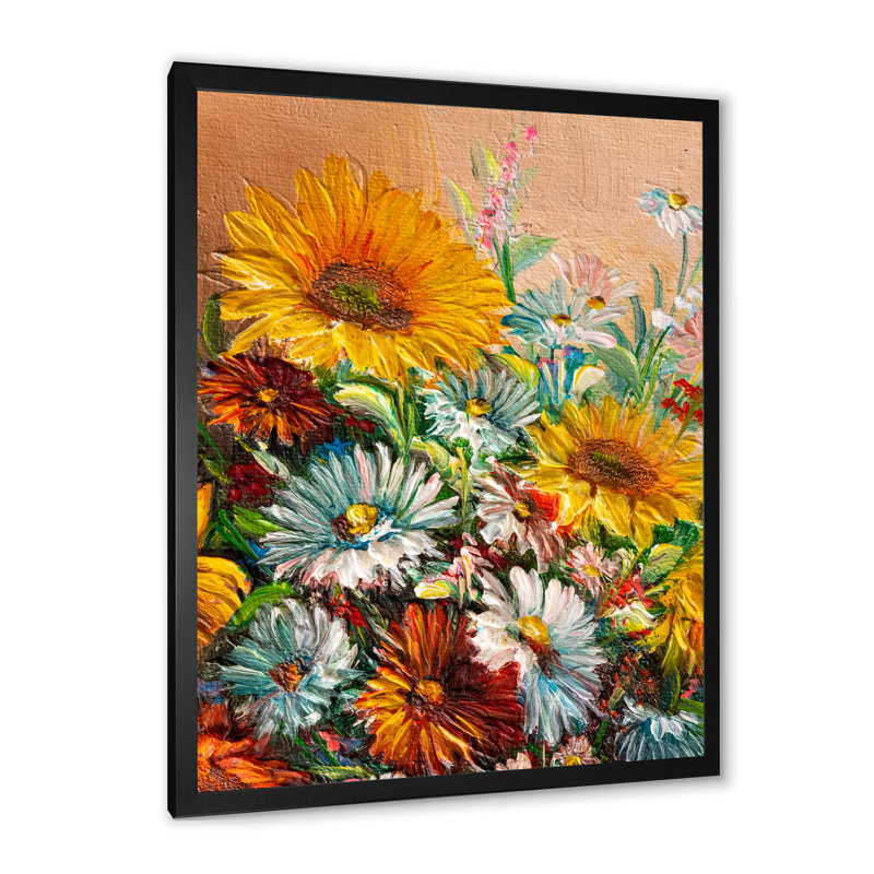 «Yellow and White Blossoming Wildflowers», reproduction d'art sur toile encadrée, H 40 po x l 30 po x P 1,5 po
