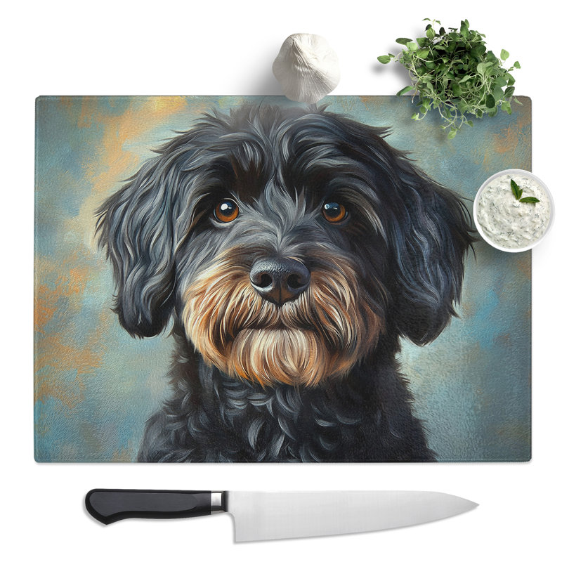 Labradoodle Design Dog  Glass Chopping Board