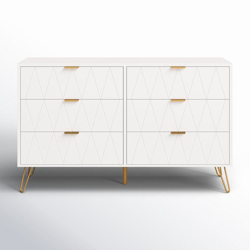 Commode 6 tiroirs 47,24 po Marable, Blanc