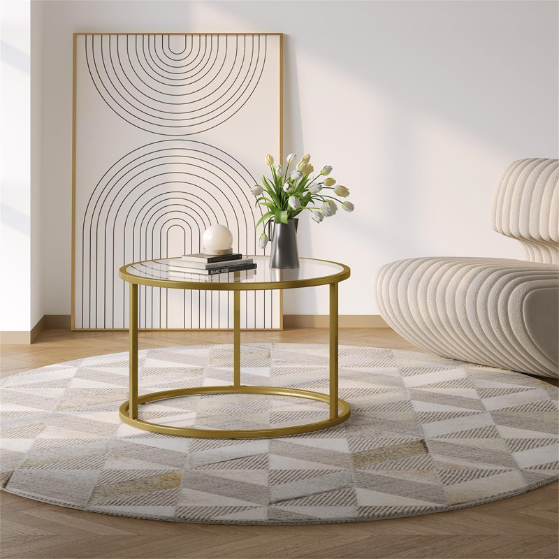 Adryanah Coffee Table, Transparent, Gold