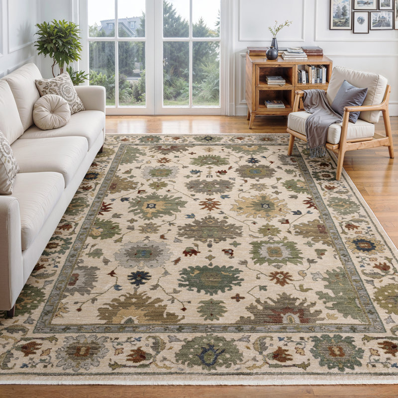 Caia Vintage Oriental Ivory/ Multi Area Rug, Rectangle 9'10" x 12'11"