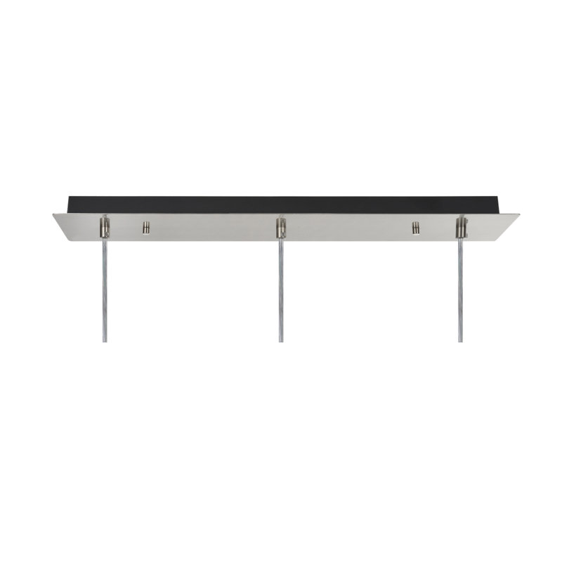3 - Light Satin Nickel Kitchen Island Pendant, 74.25" H x 23" W x 5" D, Brushed Nickel