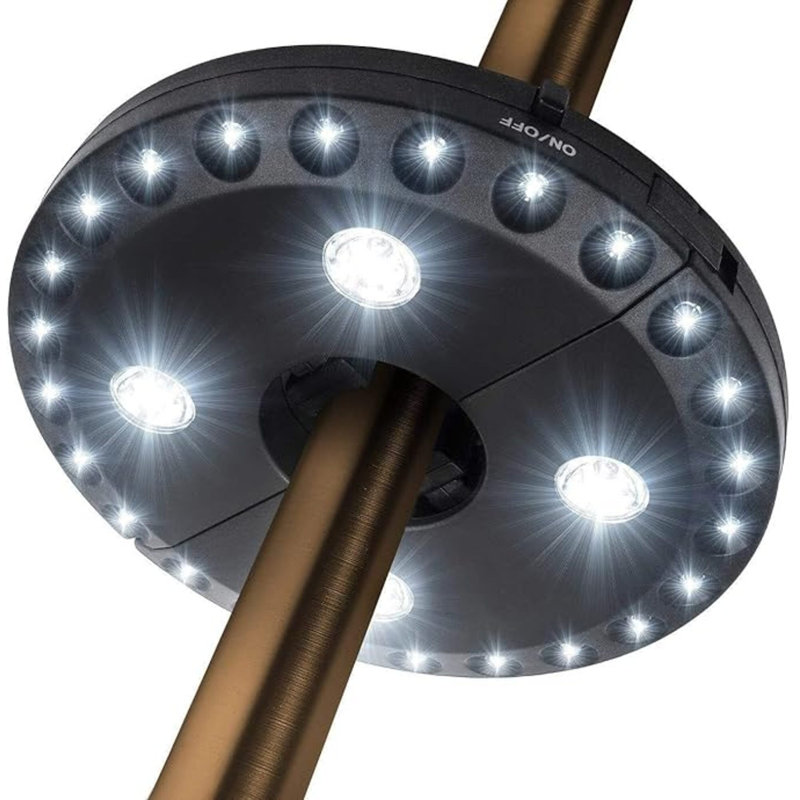 battery operated patio umbrella lights Lights, Outdoor Umbrella with Dimmable Timer,12 Warm White LED Bulbs in 3 Brightness Modes, for Backyard or Camping brightness with included remote control Specifications Umbrella Lights Outdoor Lighting Solar