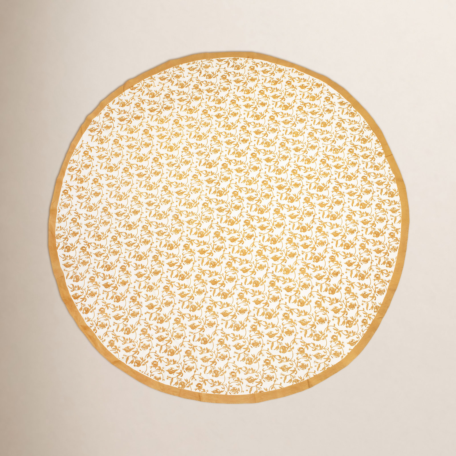 Bryah Floral Tablecloth, 70" Round, Mustard/White