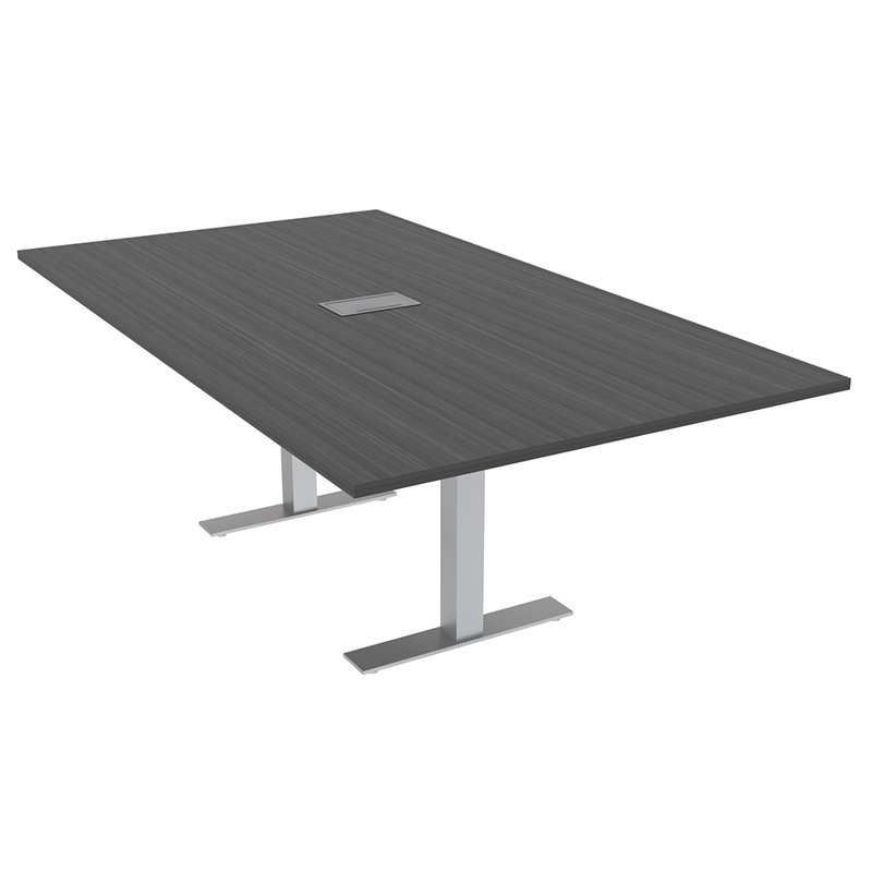 Table de conférence rectangulaire avec base en T en métal | Unité électrique, L 84 po x l 48 po, Nuit asiatique