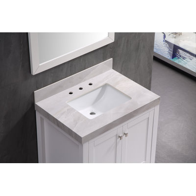 31" Porcelain Bathroom Vanity Top with Single Sink and 3 Holes, without Faucet