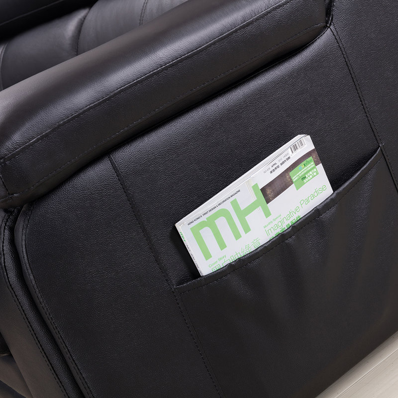 Canapé modulaire en cuir véritable de 126 po Backsten, Cuir véritable noir, Face à la droite