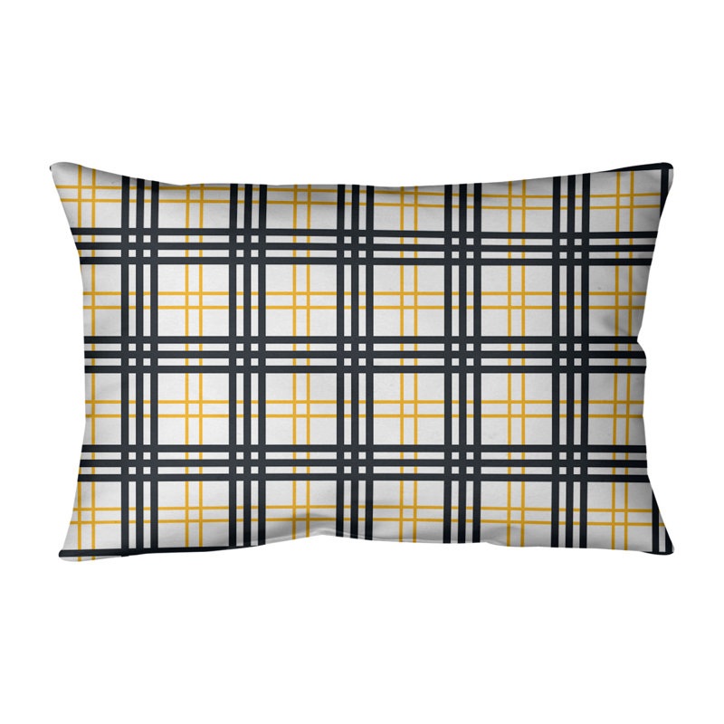 Housse de coussin rectangulaire Luxury Pittsburgh/insert, Blanc / Doré / Noir, Cuir / Suède