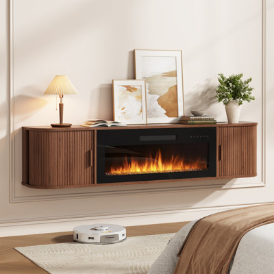 69'' Floating TV Stand with Electric Fireplace